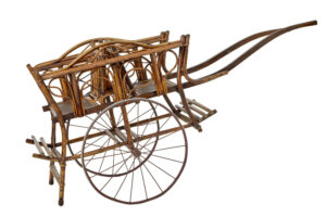 EARLY 20TH CENTURY ORIENTAL BAMBOO 2 SEAT CHILD CARRIAGE