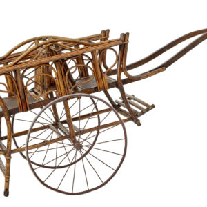 EARLY 20TH CENTURY ORIENTAL BAMBOO 2 SEAT CHILD CARRIAGE