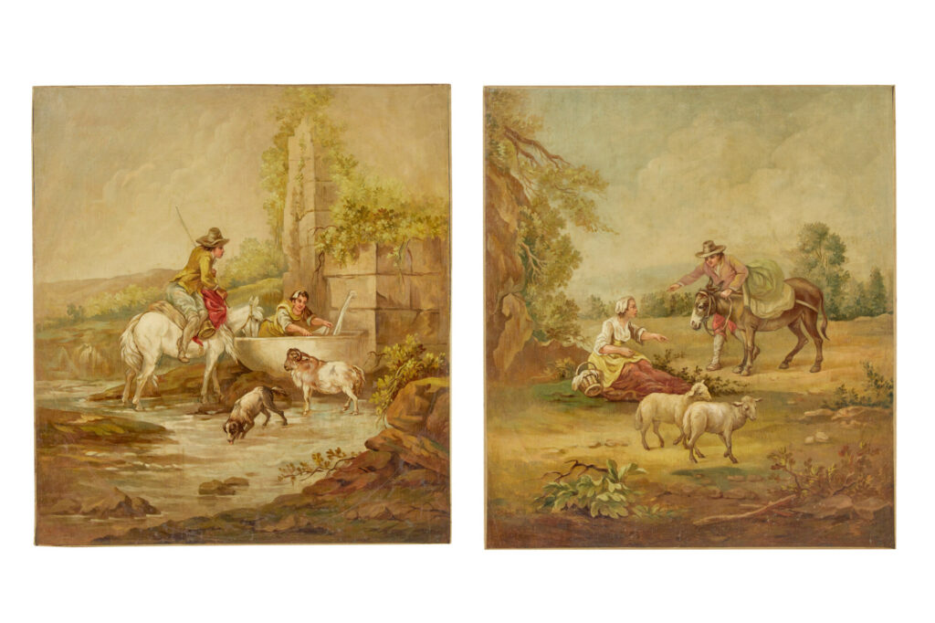 Pair of Rural Late 19th Century Oil on Canvas Paintings