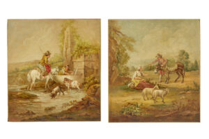 PAIR OF RURAL LATE 19TH CENTURY OIL ON CANVAS PAINTINGS