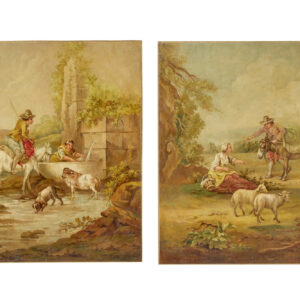 PAIR OF RURAL LATE 19TH CENTURY OIL ON CANVAS PAINTINGS