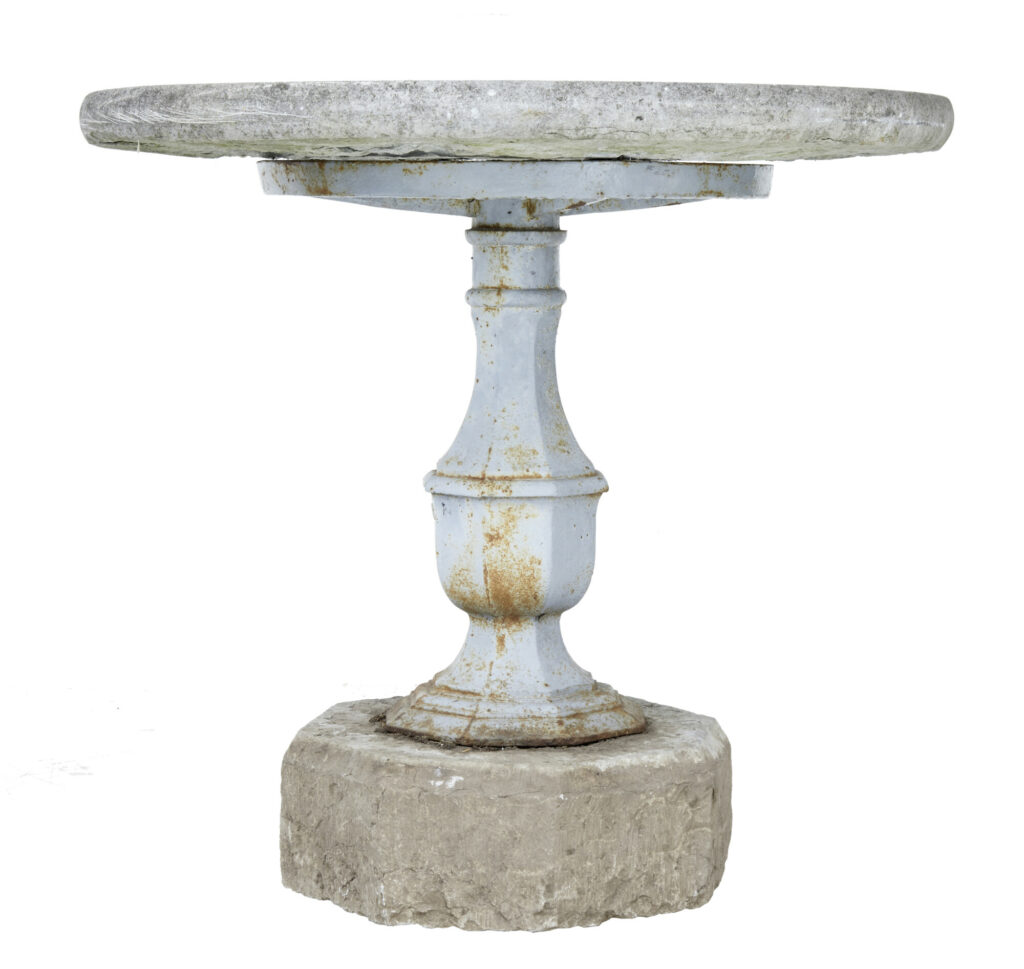 Rare 19th Century Swedish Stone and Iron Garden Table — image 2
