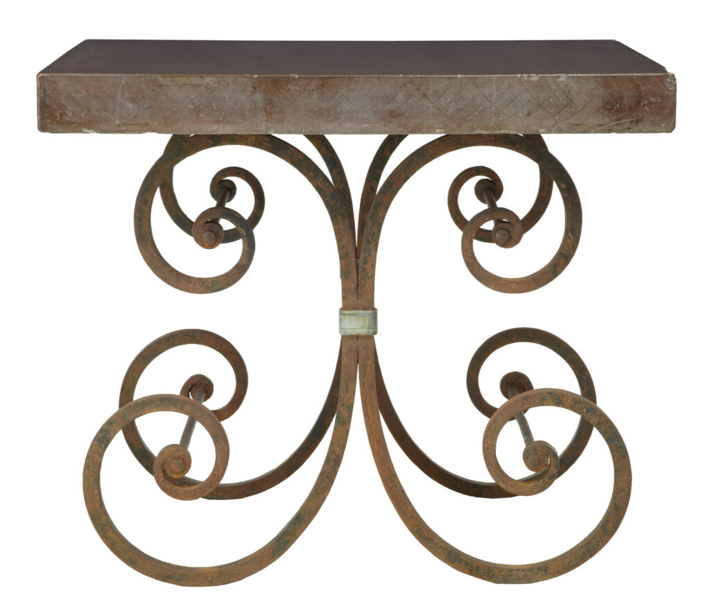 1920’s French Iron Baker Tables Marble Top