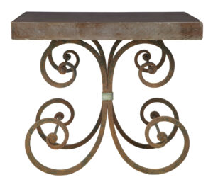 1920’s FRENCH IRON BAKER TABLES MARBLE TOP