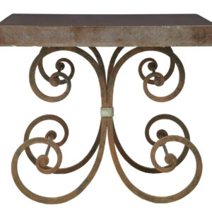 1920’s FRENCH IRON BAKER TABLES MARBLE TOP