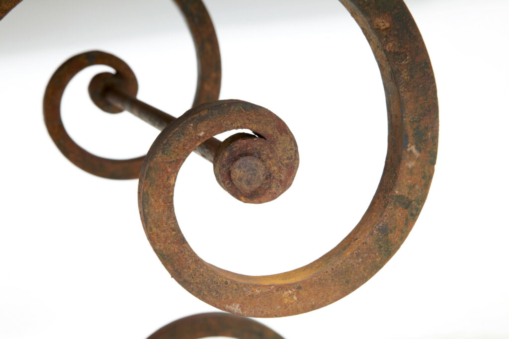 1920’s French Iron Baker Tables Marble Top — image 4