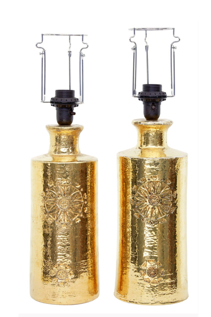Pair of Mid Century Bittosi Gilt Lamps for Bergboms