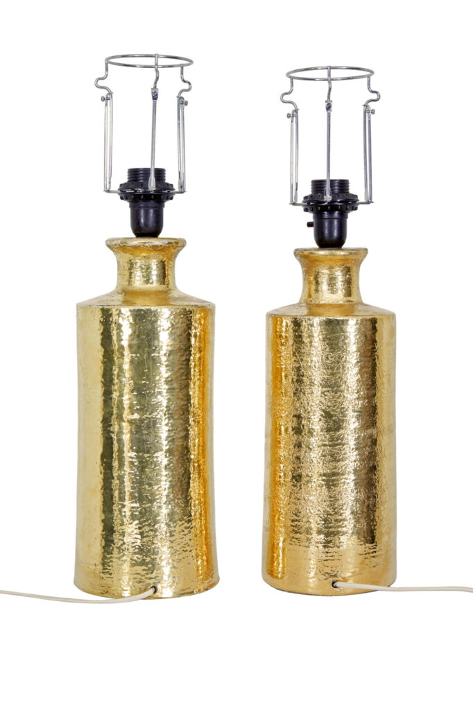 Pair of Mid Century Bittosi Gilt Lamps for Bergboms — image 2