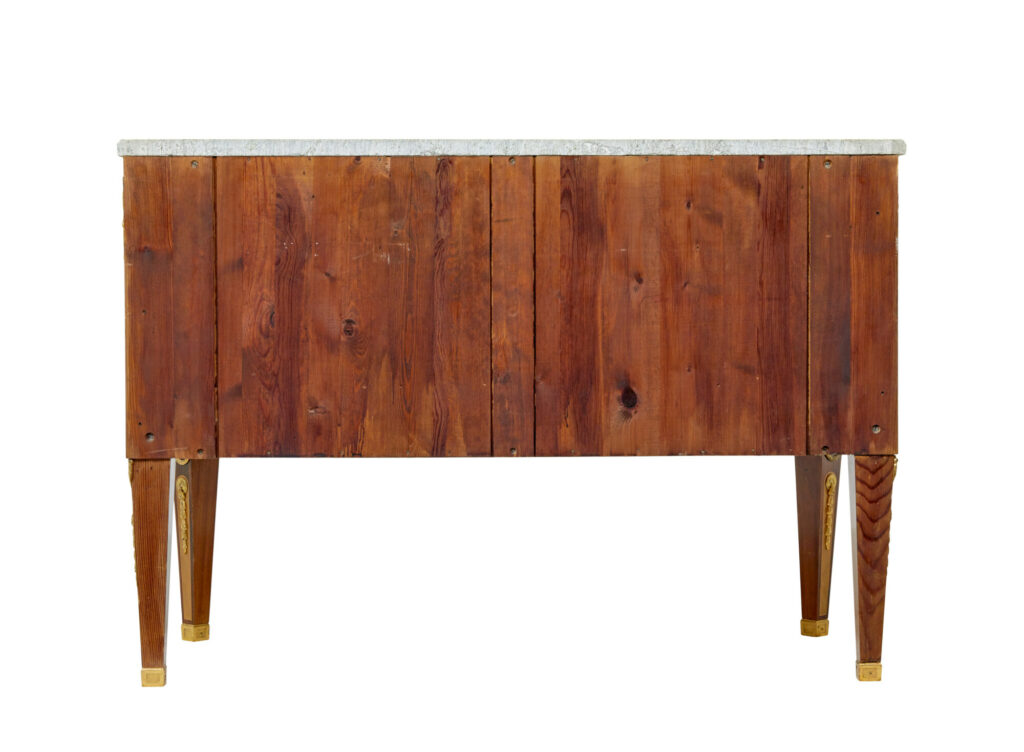 Early 20th Century  Inlaid Walnut Commode with Marble Top — image 3