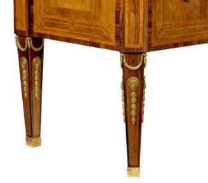 Early 20th Century  Inlaid Walnut Commode with Marble Top — thumbnail 9