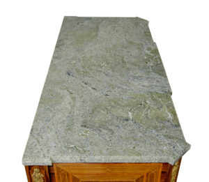 Early 20th Century  Inlaid Walnut Commode with Marble Top — thumbnail 7