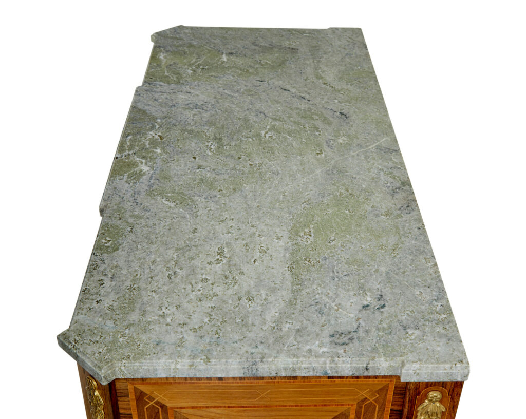 Early 20th Century  Inlaid Walnut Commode with Marble Top — image 6