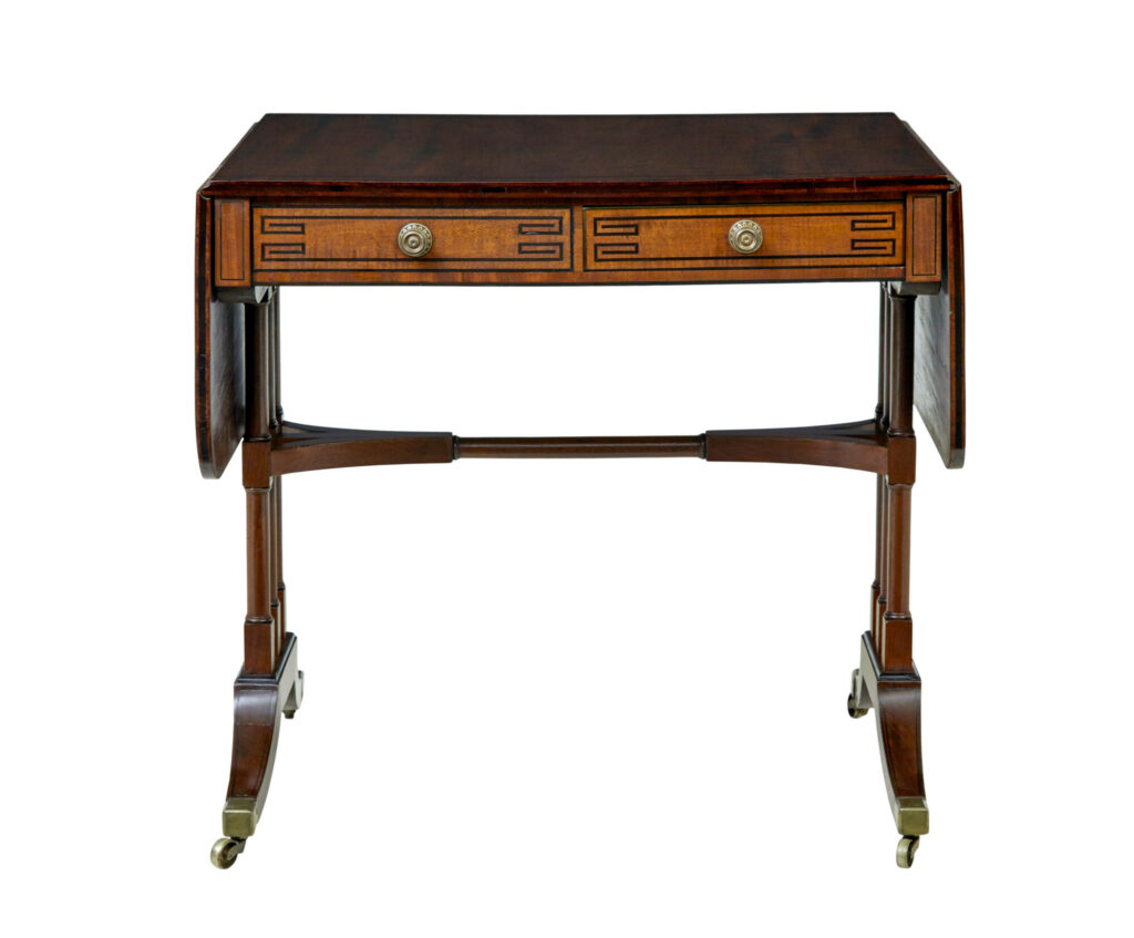 Early Victorian Inlaid Mahogany Sofa Table — image 4