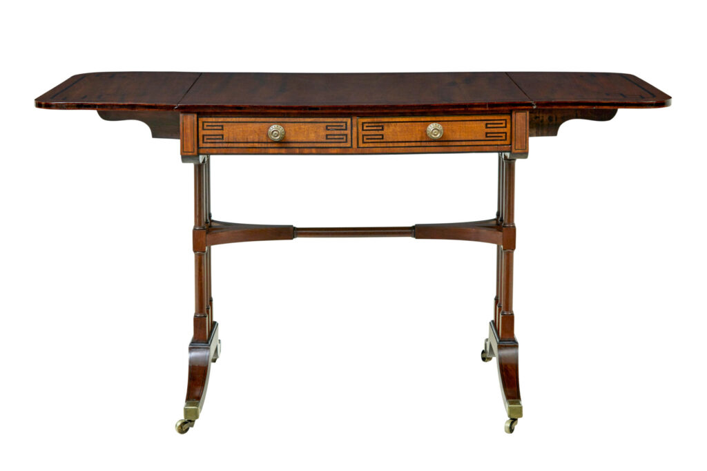 Early Victorian Inlaid Mahogany Sofa Table — image 3