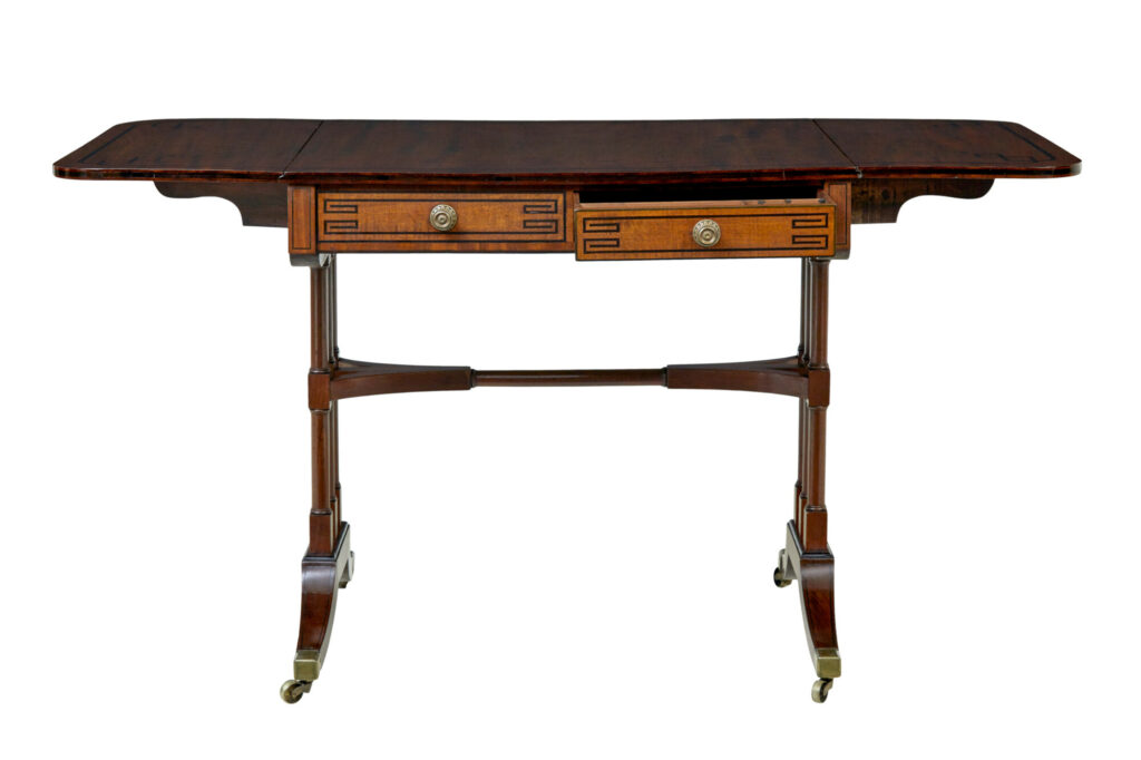 Early Victorian Inlaid Mahogany Sofa Table — image 2