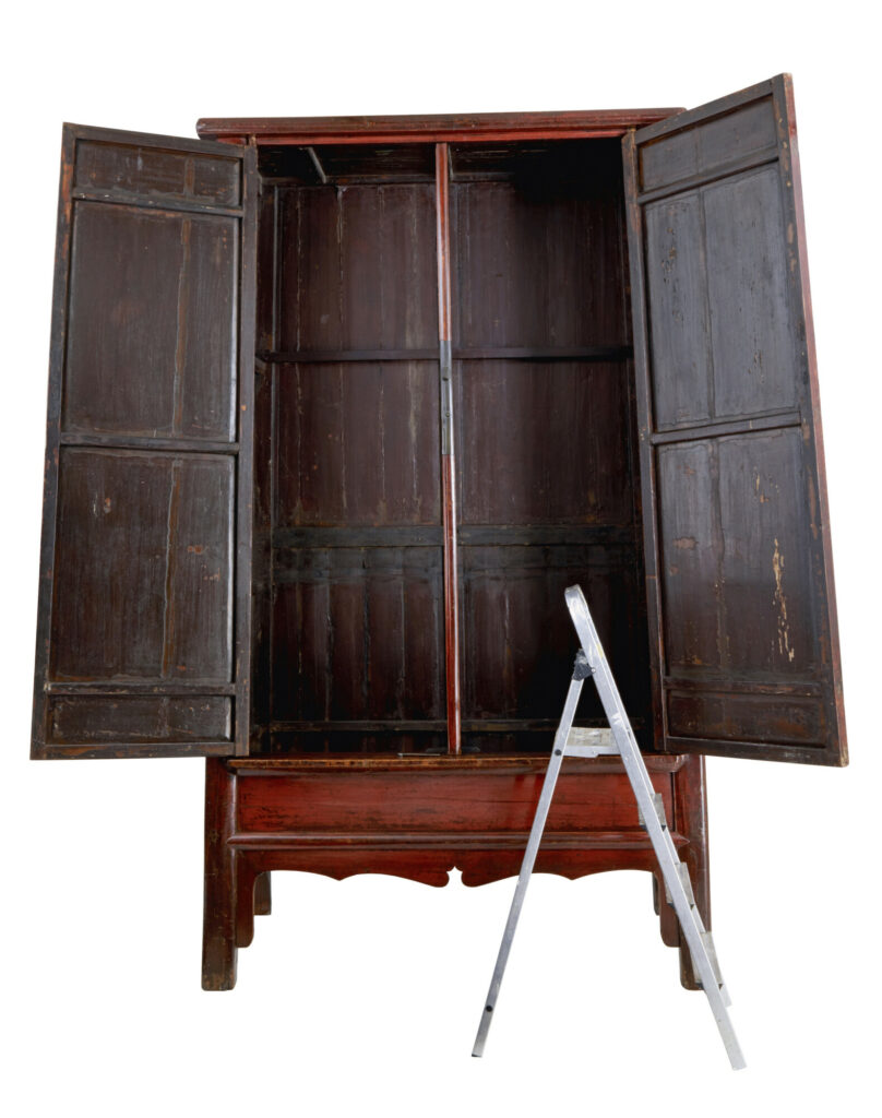 Monumental 19th Century Chinese Red Lacquer Cupboard — image 7