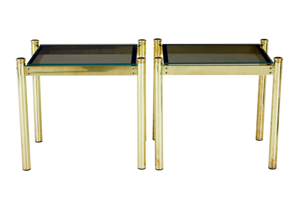 Pair of 20th Century Brass and Glass Side Tables — image 2