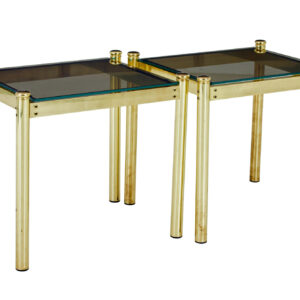 PAIR OF 20TH CENTURY BRASS AND GLASS SIDE TABLES