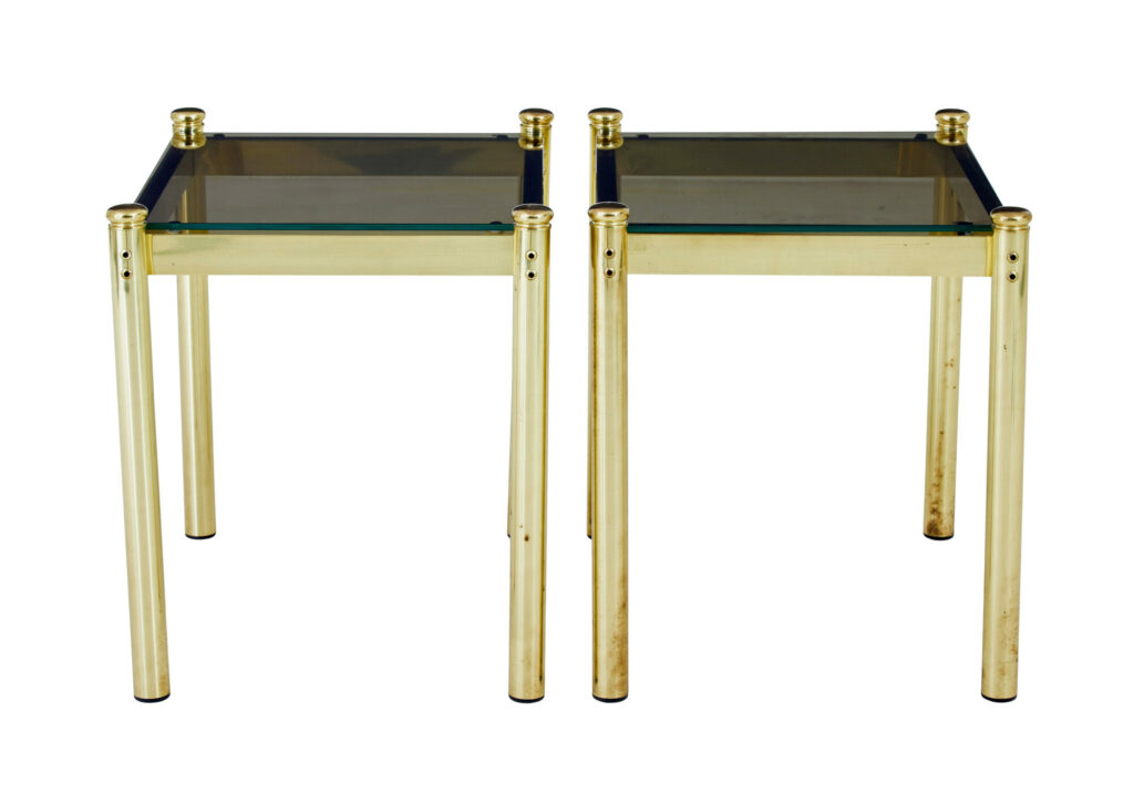 Pair of 20th Century Brass and Glass Side Tables — image 6