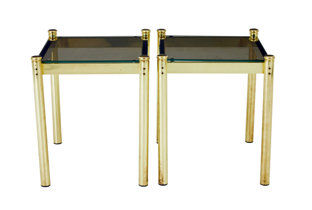 Pair of 20th Century Brass and Glass Side Tables — image 5