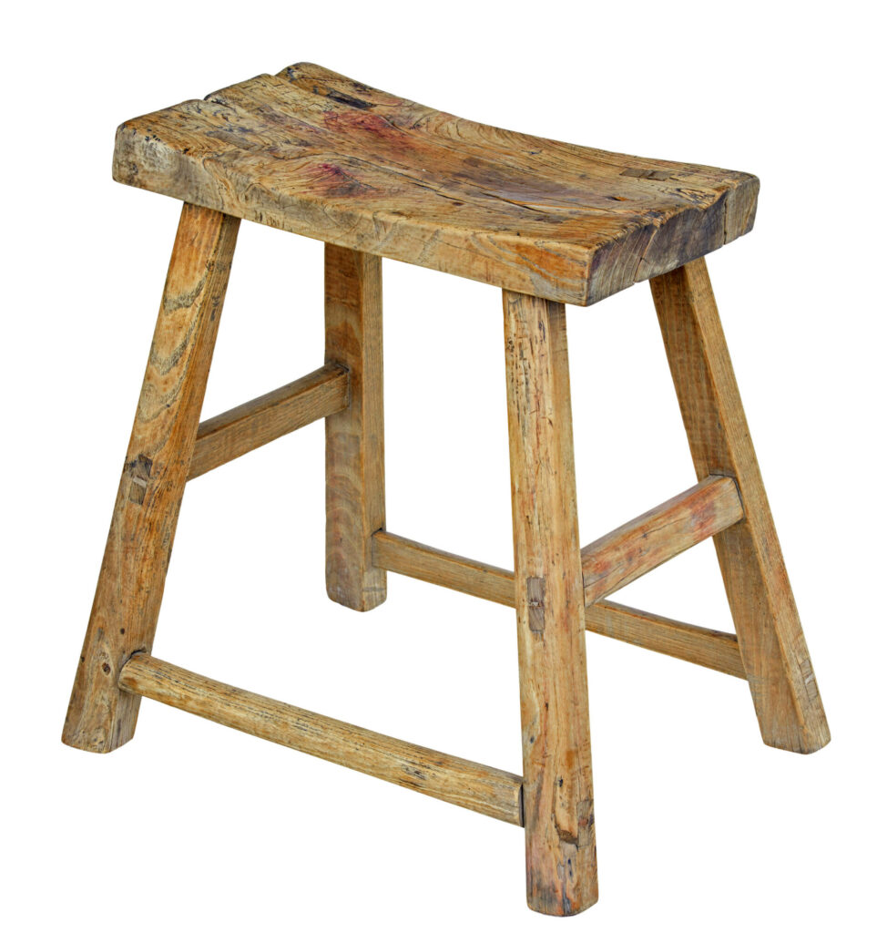 19th Century Rustic Chinese Hardwood Stool