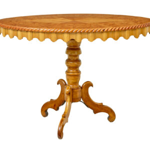 19TH CENTURY INLAID BURR BIRCH OVAL OCCASIONAL TABLE