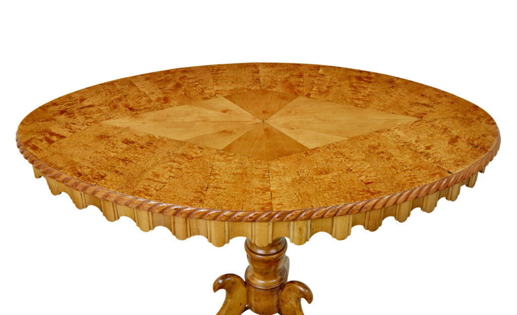 19th Century Inlaid Burr Birch Oval Occasional Table — image 5