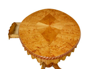 19th Century Inlaid Burr Birch Oval Occasional Table — thumbnail 4