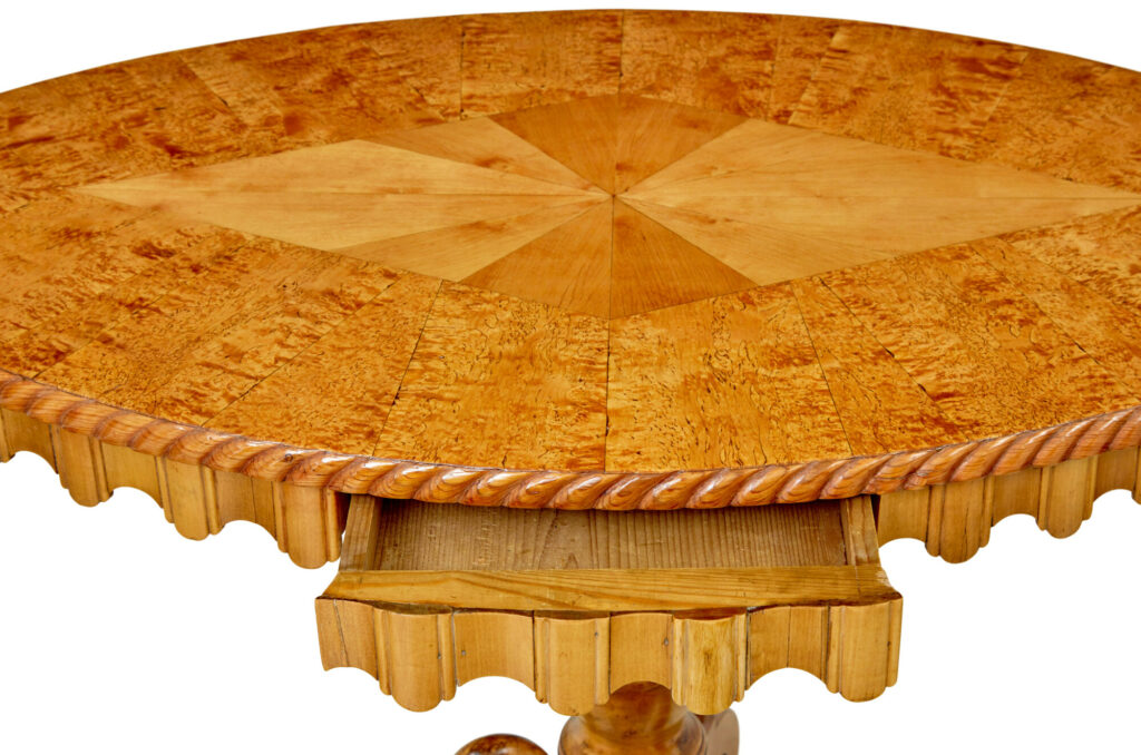 19th Century Inlaid Burr Birch Oval Occasional Table — image 3