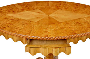 19th Century Inlaid Burr Birch Oval Occasional Table — thumbnail 3