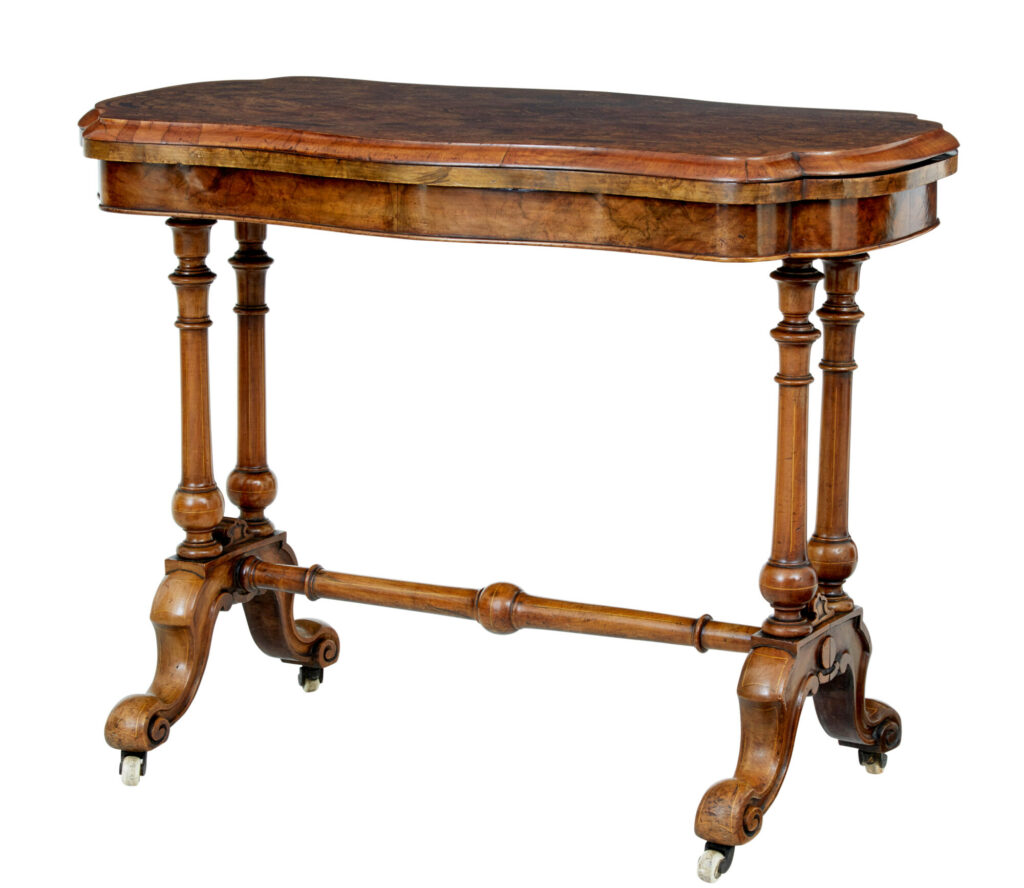 19th Century Victorian Inlaid Walnut Card Table