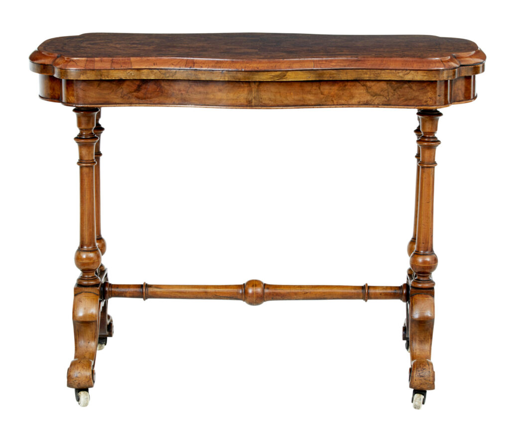 19th Century Victorian Inlaid Walnut Card Table — image 10