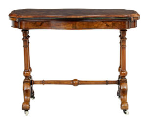 19th Century Victorian Inlaid Walnut Card Table — thumbnail 8