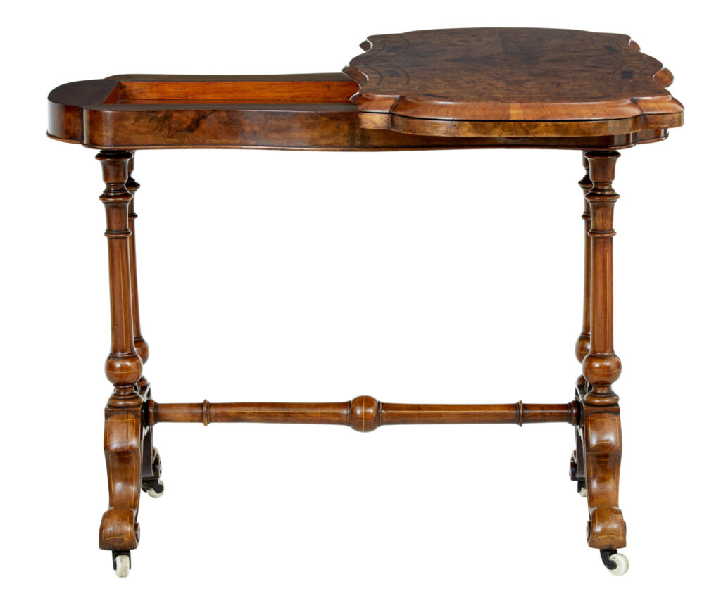 19th Century Victorian Inlaid Walnut Card Table — image 7