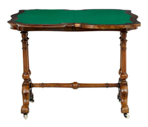 19th Century Victorian Inlaid Walnut Card Table — thumbnail 6