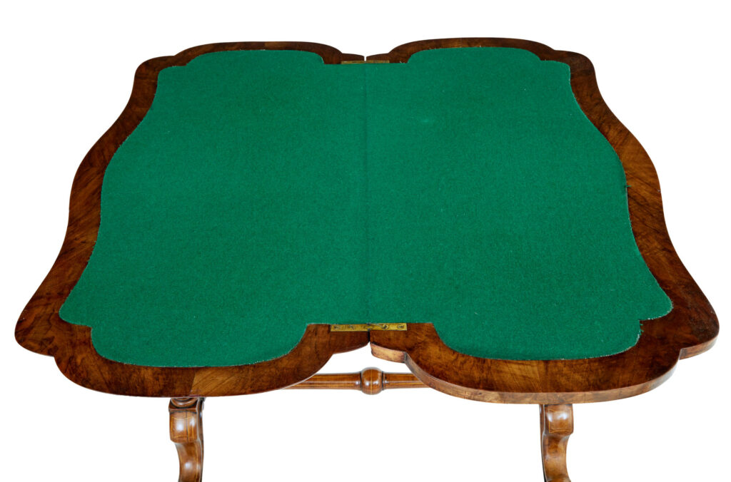 19th Century Victorian Inlaid Walnut Card Table — image 5