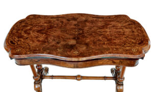 19th Century Victorian Inlaid Walnut Card Table — thumbnail 3