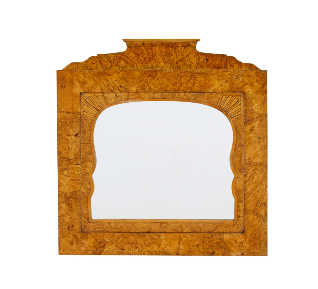 19th Century Biedermeier Root Birch Mantle Mirror
