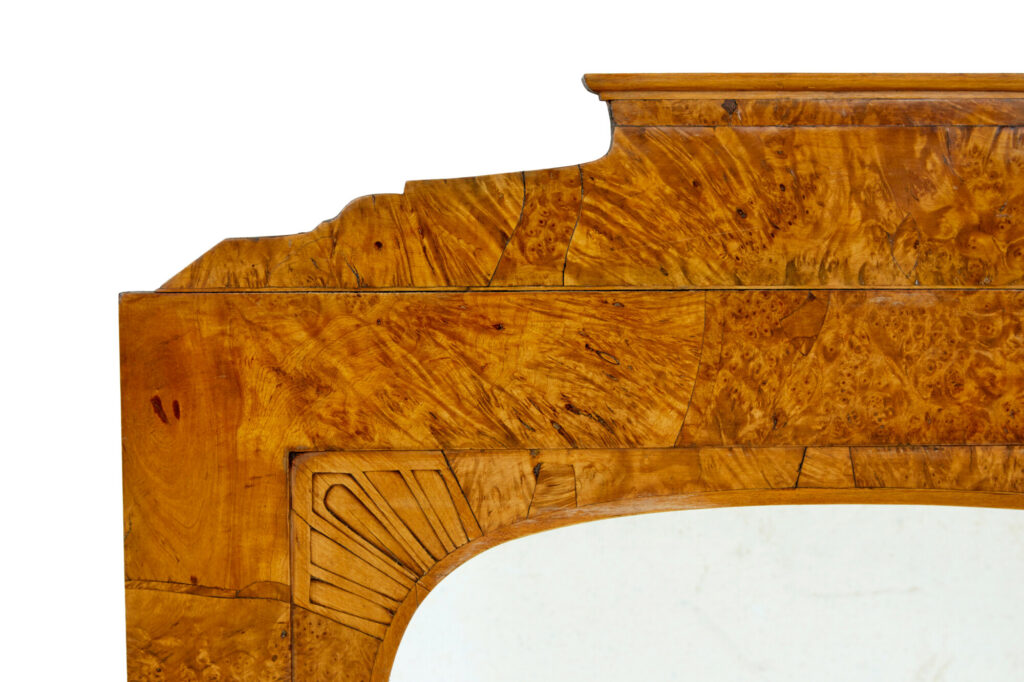 19th Century Biedermeier Root Birch Mantle Mirror — image 5