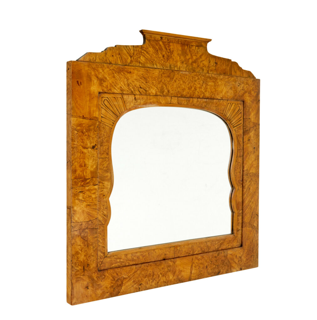 19th Century Biedermeier Root Birch Mantle Mirror — image 3