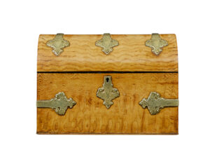 19th Century Victorian Pollard Oak and Brass Dome Top Stationary Box — thumbnail 10