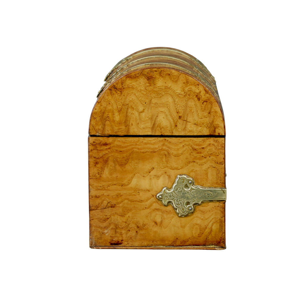 19th Century Victorian Pollard Oak and Brass Dome Top Stationary Box — image 6