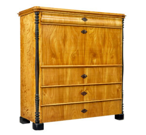 19TH CENTURY SWEDISH ELM AND BIRCH ESCRITOIRE WRITING DESK