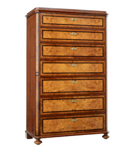 19TH CENTURY BURR WALNUT TALL CHEST OF DRAWERS