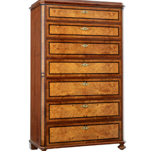 19TH CENTURY BURR WALNUT TALL CHEST OF DRAWERS