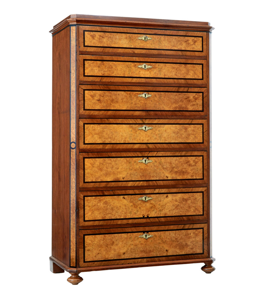 19th Century Burr Walnut Tall Chest of Drawers