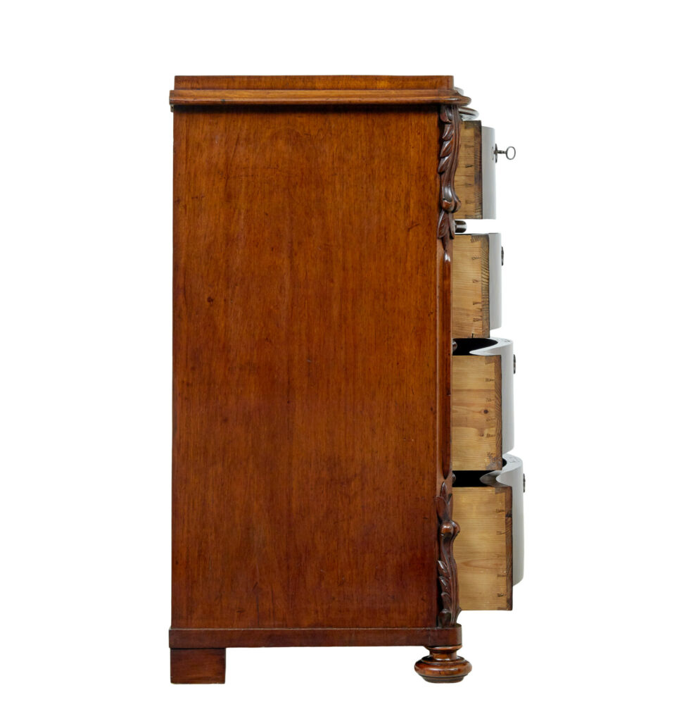 19th Century Swedish Serpentine Mahogany Chest of Drawers — image 4