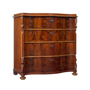19TH CENTURY SWEDISH SERPENTINE MAHOGANY CHEST OF DRAWERS