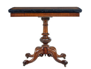 19TH CENTURY CARVED WALNUT AND EBONISED CARD TABLE