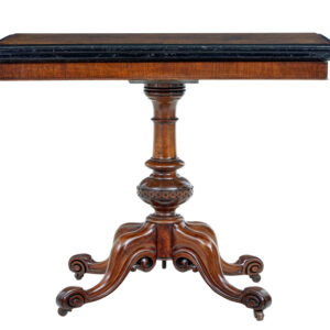 19TH CENTURY CARVED WALNUT AND EBONISED CARD TABLE